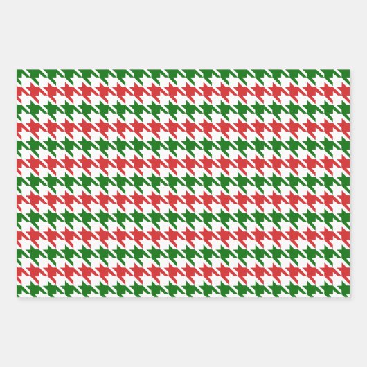 Rood en groen kersthoundstooth Pattern Inpakpapier Vel (Voorkant 2)