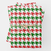 Rood en groen kersthoundstooth Pattern Inpakpapier Vel (In situ)