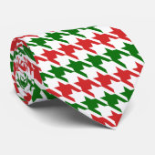 Rood en groen kersthoundstooth Pattern Stropdas (Opgerold)
