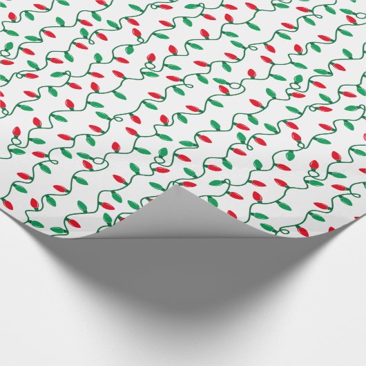 Rood en groen kerstlicht cadeaupapier (Hoek)