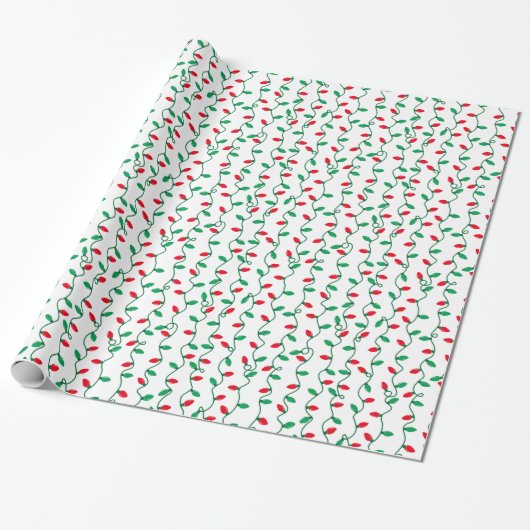 Rood en groen kerstlicht cadeaupapier (Uitgerold)