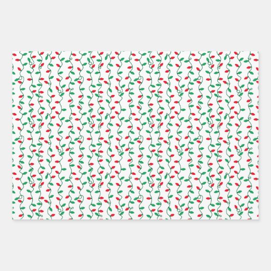 Rood en groen kerstlicht inpakpapier vel (Voorkant 2)