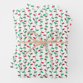 Rood en groen kerstlicht inpakpapier vel (In situ)