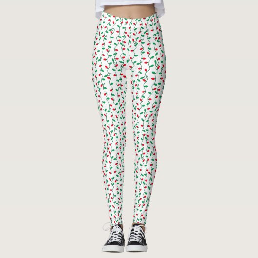 Rood en groen kerstlicht leggings (Voorkant)