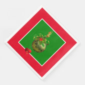 Rood en groen kerstpapier diners servet (Hoek)