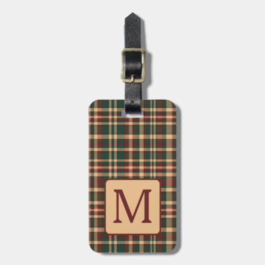 rood en groen kerstplakmonogram bagagelabel (Voorkant verticaal)