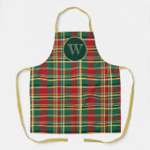 Rood en groen kerstplakmonogram schort (Voorkant)