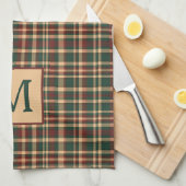  rood en groen kerstplakmonogram theedoek (Quarter Fold)