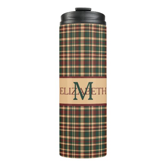 rood en groen kerstplakmonogram thermosbeker (Voorkant)