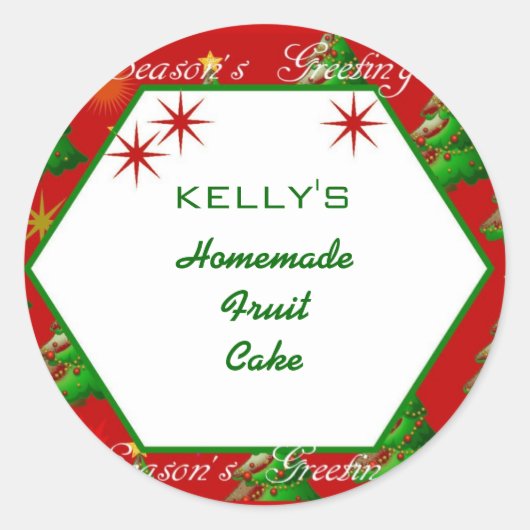 Rood en groen kerstvoedseletiket ronde sticker (Voorkant)