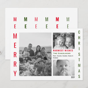 Rood en Groen Kleur Pop Minimalistische Collage Feestdagenkaart