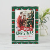 Rood en groen Lijst Vrolijk kerstfeest Feestdagenkaart (Staand voorkant)