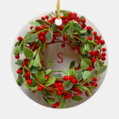 Rood en groen met bessen keramisch ornament (Achterkant)