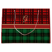 Rood en groen met gouden Initiaal Groot Cadeauzakje (Voorkant)