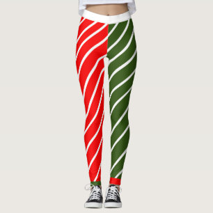 Rood en groen met snoepriet gestript leggings