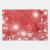 Rood en groen met witte Poinsettia en bloemen  Inpakpapier Vel (Voorkant)