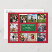 Rood en Groen Modern 10 Fotocollage Kerstmis Briefkaart (Voorkant / Achterkant)