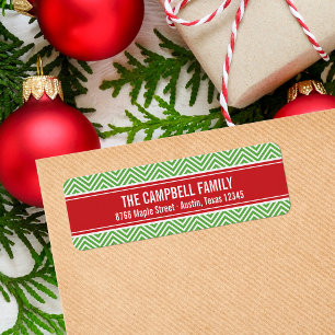 Rood en Groen Modern Chevron Etiket