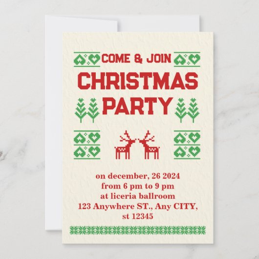 Rood en groen Modern Pixel Kerstfeest Feestdagenkaart (Voorkant)