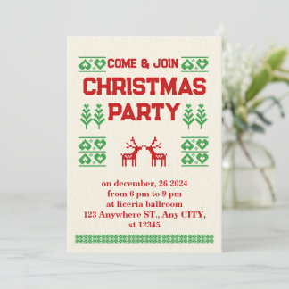 Rood en groen Modern Pixel Kerstfeest Feestdagenkaart