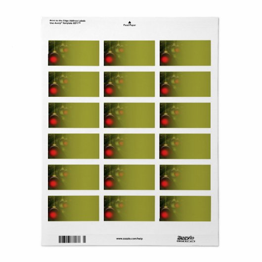Rood en Groen Ornament Kerst Adresetiketten Etiket (Full Sheet)