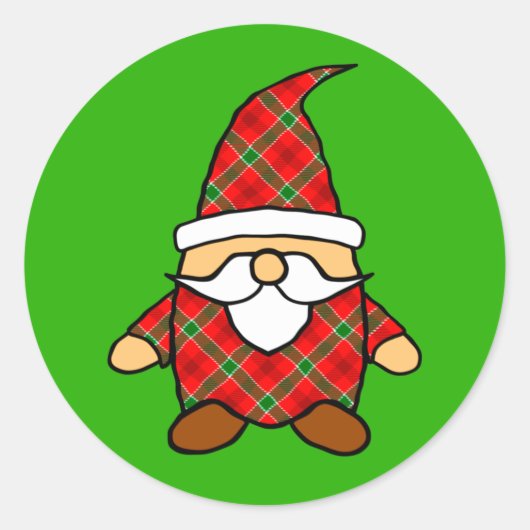 Rood en groen patroonkoepel ronde sticker (Voorkant)
