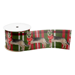 Rood en Groen Plaid Duitse Herder Kerstmis Lint