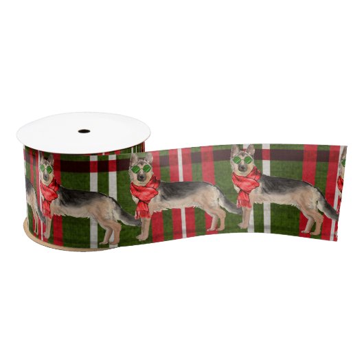 Rood en Groen Plaid Duitse Herder Kerstmis Lint (Spoel)
