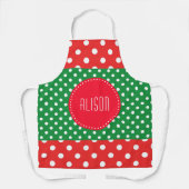 Rood en Groen Polka Dot Kerstmis Schort (Voorkant)
