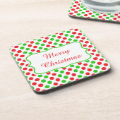 Rood en Groen Polka Dot Pattern Kerstmis Drankjes Onderzetter (Linkerzijde)