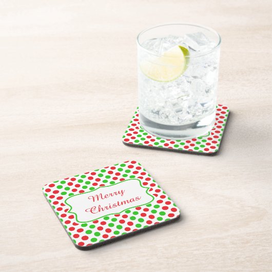 Rood en Groen Polka Dot Pattern Kerstmis Drankjes Onderzetter (Rechterzijde)
