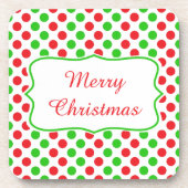 Rood en Groen Polka Dot Pattern Kerstmis Drankjes Onderzetter (Voorkant)