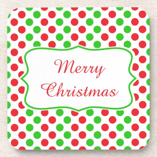 Rood en Groen Polka Dot Pattern Kerstmis Drankjes Onderzetter (Voorkant)
