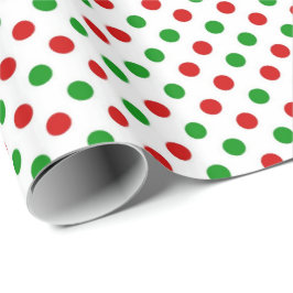 Rood en groen polka stipt kerstpapier. cadeaupapier