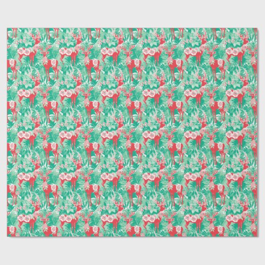 Rood en Groen Preppy Kerstmis Rendier Cadeaupapier (Vlak)