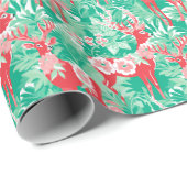 Rood en Groen Preppy Kerstmis Rendier Cadeaupapier (Rol Hoek)