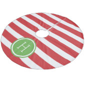 Rood en Groen Preppy Strepen Monogram Fleece Kerstboom Rok (Gekanteld)