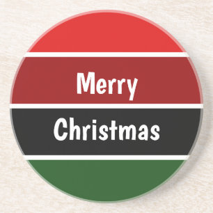 Rood en groen prettig kerstfeest zandsteen onderzetter