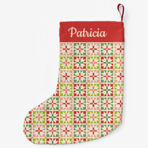 Rood en Groen Quilted Star Kleine Kerstsok