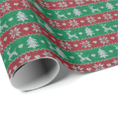 Rood en groen rendier hart boom moderne kerst cadeaupapier (Rol Hoek)