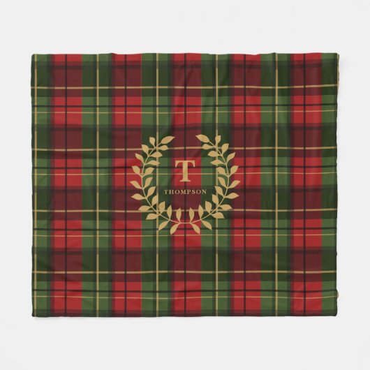 Rood en groen ruitpatroon met op maat gemaakte mon fleece deken (Voorkant (Horizontaal))