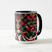 Rood en Groen Rustiek Plaid Rendier Kerst Mok (Voorkant rechts)