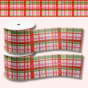 Rood en groen Schotse kersttartan Lint