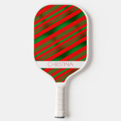 Rood en Groen Stripes Klassieke Elegant Aangepaste Pickleball Paddle (Achterkant)