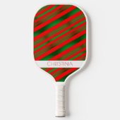 Rood en Groen Stripes Klassieke Elegant Aangepaste Pickleball Paddle (Voorkant)