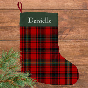 Rood en groen tartan kleine kerstsok
