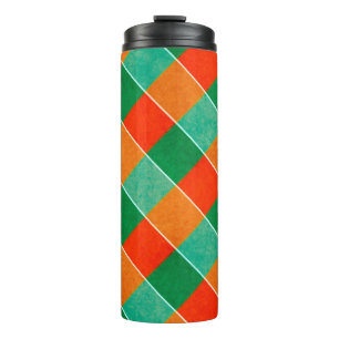 Rood- en groen tartan-patroon thermosbeker