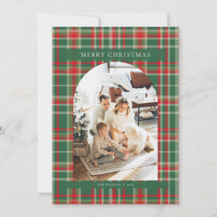 Rood en Groen Tartan Plaid Foto Kerst Kaart