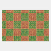 Rood en Groen Tegel Kunst op Gouden Patroon Inpakpapier Vel (Voorkant 2)