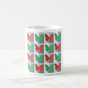 Rood en groen vlinderpatroon koffiemok